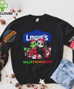 Baby Grinch and Jack Skellington Lowe’s logo Hallothanksmas 2024 shirt