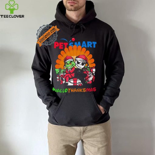 Baby Grinch and Jack Skellington PetSmart logo Hallothanksmas 2024 shirt