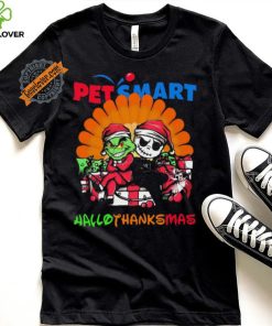 Baby Grinch and Jack Skellington PetSmart logo Hallothanksmas 2024 shirt