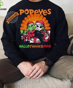 Baby Grinch and Jack Skellington Popeyes logo Hallothanksmas 2024 shirt 1 Baby Grinch and Jack Skellington Popeyes logo Hallothanksmas 2024 shirt