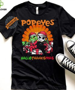 Baby Grinch and Jack Skellington Popeyes logo Hallothanksmas 2024 shirt 2 Baby Grinch and Jack Skellington Popeyes logo Hallothanksmas 2024 shirt