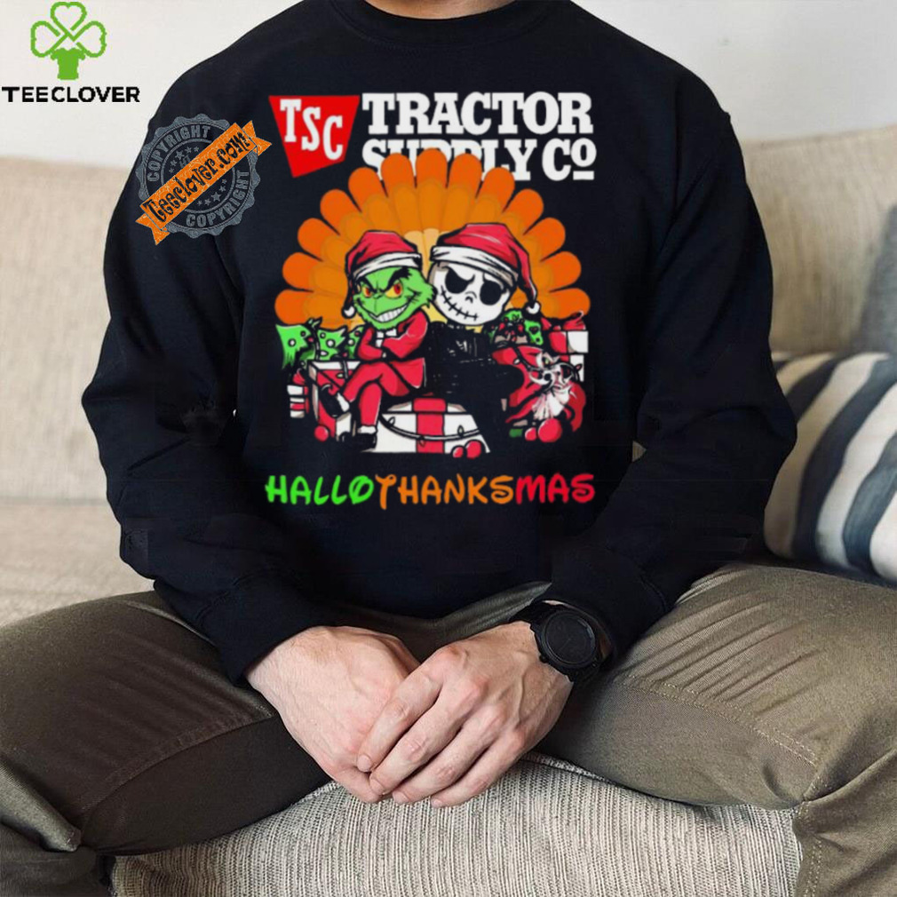Baby Grinch and Jack Skellington Tractor Supply Company logo Hallothanksmas 2024 shirt Baby Grinch and Jack Skellington Tractor Supply Company logo Hallothanksmas 2024 shirt