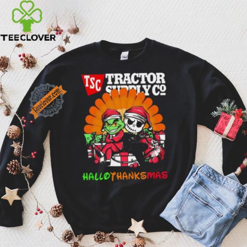 Baby Grinch and Jack Skellington Tractor Supply Company logo Hallothanksmas 2024 shirt