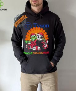 Baby Grinch and Jack Skellington Tyson logo Hallothanksmas 2024 shirt