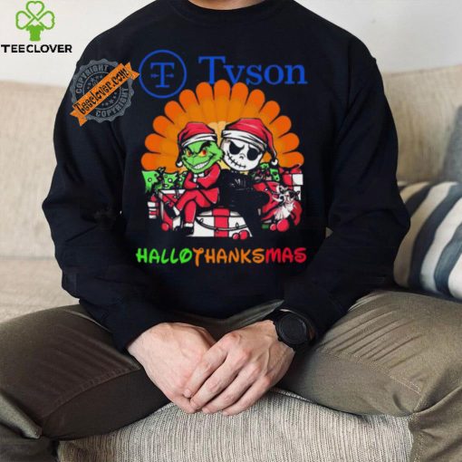 Baby Grinch and Jack Skellington Tyson logo Hallothanksmas 2024 shirt