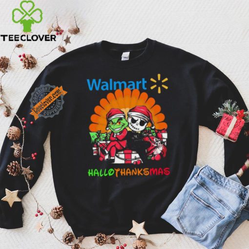 Baby Grinch and Jack Skellington Walmart logo Hallothanksmas 2024 shirt