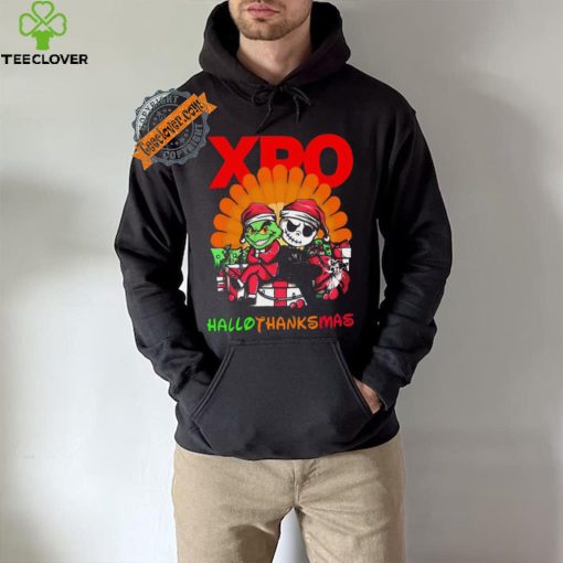 Baby Grinch and Jack Skellington XPO logo Hallothanksmas 2024 shirt