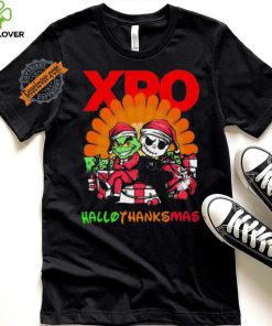 Baby Grinch and Jack Skellington XPO logo Hallothanksmas 2024 shirt