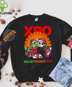 Baby Grinch and Jack Skellington XPO logo Hallothanksmas 2024 shirt