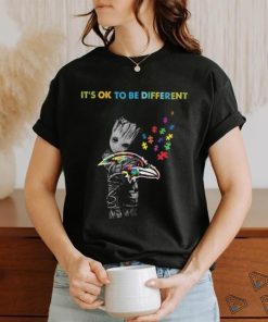 Baby Groot Hug Autism Baltimore Ravens It’s Ok To Be Different Shirt