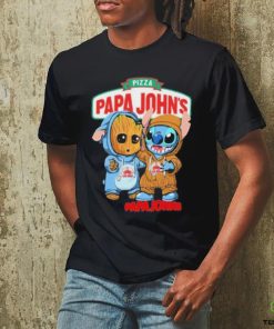 Baby Groot and Stitch Pizza Papa John’s shirt 1 Baby Groot and Stitch Pizza Papa John’s shirt