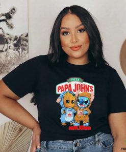 Baby Groot and Stitch Pizza Papa John’s shirt 2 Baby Groot and Stitch Pizza Papa John’s shirt
