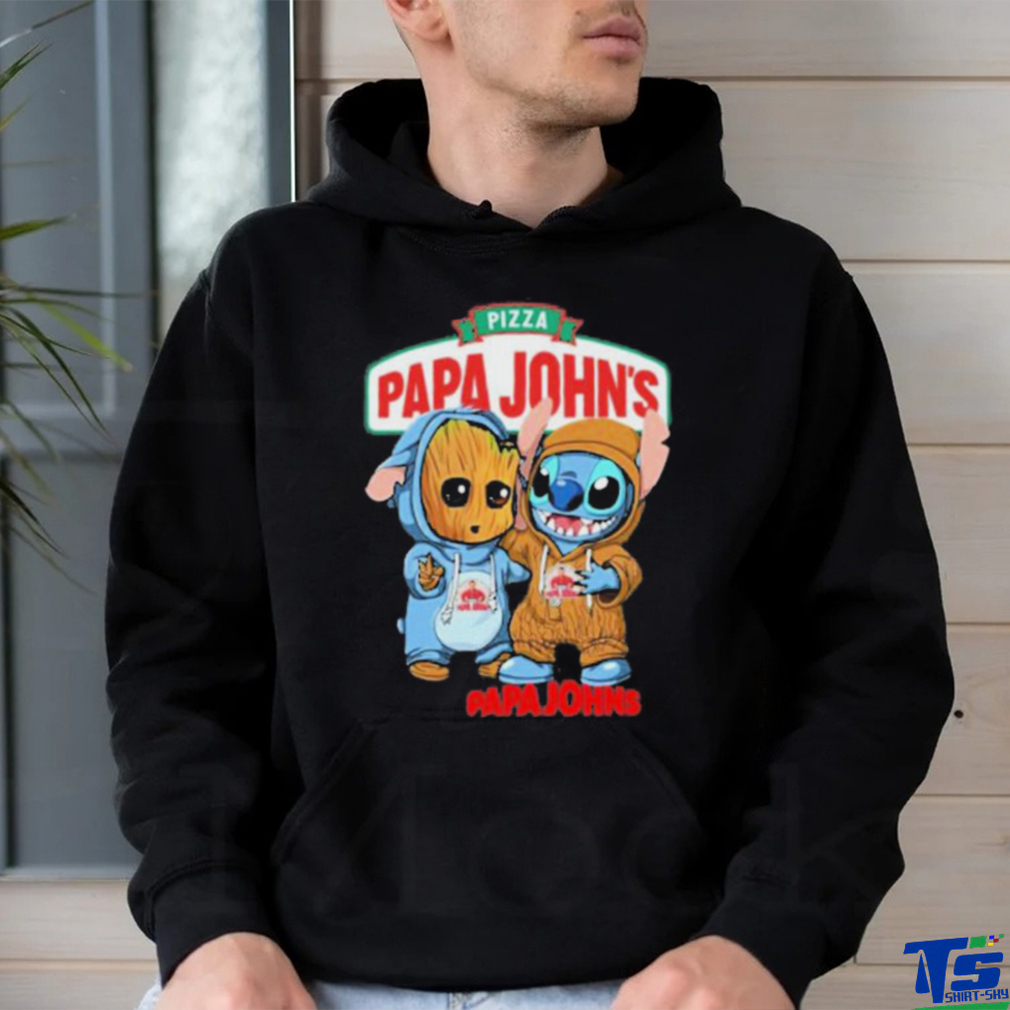 Baby Groot and Stitch Pizza Papa John’s shirt Baby Groot and Stitch Pizza Papa John’s shirt