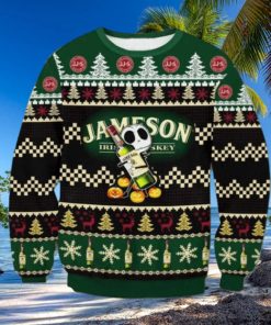 Baby Jack Skellington Hug Jameson Irish Whiskey Ugly Christmas Sweater For Family