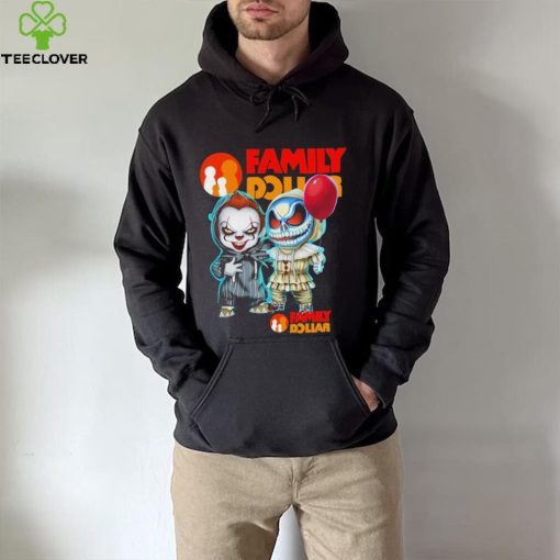 Baby Jack Skellington and Baby Pennywise Family Dollar logo 2024 shirt