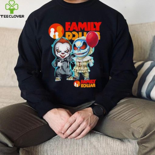 Baby Jack Skellington and Baby Pennywise Family Dollar logo 2024 shirt