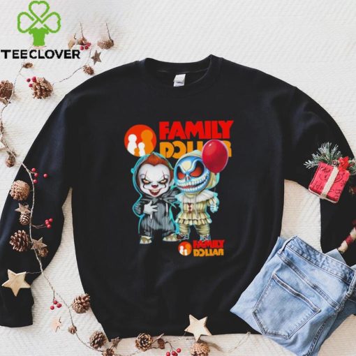 Baby Jack Skellington and Baby Pennywise Family Dollar logo 2024 shirt
