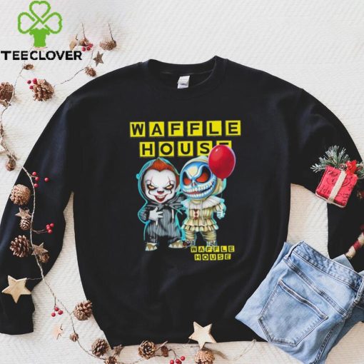 Baby Jack Skellington and Baby Pennywise Waffle House logo 2024 shirt