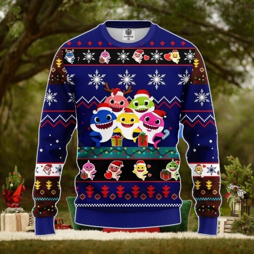 Baby Shark Ugly Christmas Sweater Blue 1 Amazing Gift Men And Women Christmas Gift