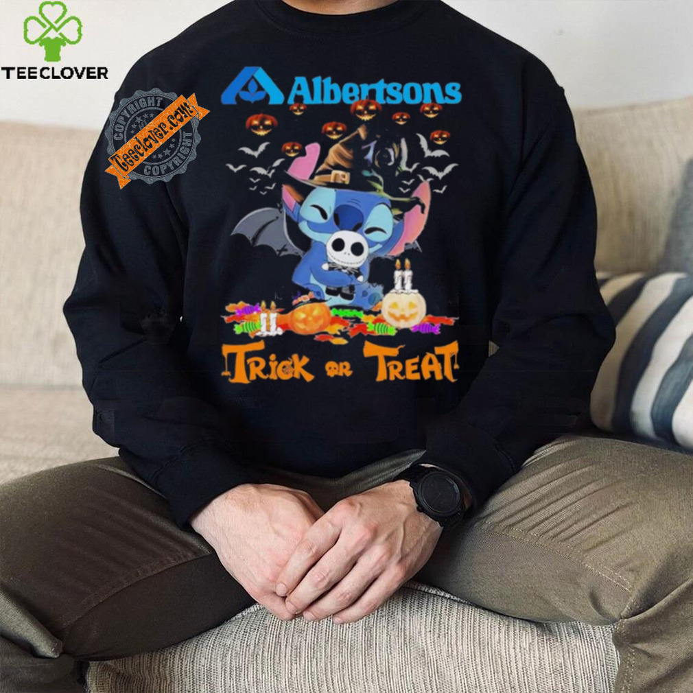 Baby Stitch Hug Baby Jack Skellington Albertsons Trick Or Treat Halloween 2024 shirt Baby Stitch Hug Baby Jack Skellington Albertsons Trick Or Treat Halloween 2024 shirt