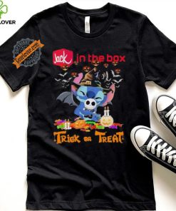 Baby Stitch Hug Baby Jack Skellington Jack in the Box Trick Or Treat Halloween 2024 shirt
