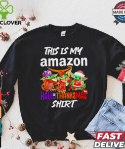 Baby Yoda Amazon This Is My Hallothanksmas Shirt