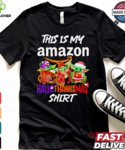 Baby Yoda Amazon This Is My Hallothanksmas Shirt