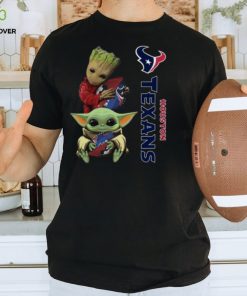 Baby Yoda And Groot Hug Houston Texans Shirt