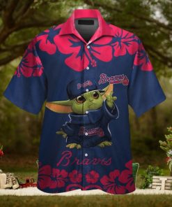 Baby Yoda Atlanta Braves Hawaiian Short Sleeve Tropical Shirt