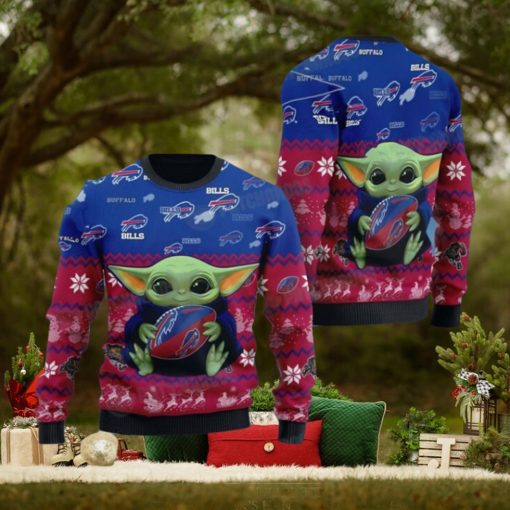 Baby Yoda Buffalo Bills Christmas NFL Football Fan Sweater