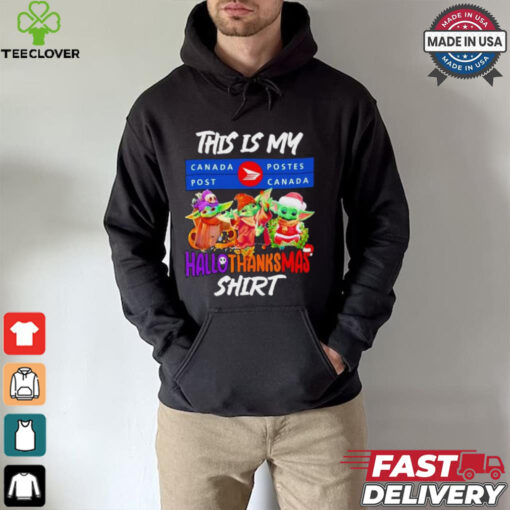 Baby Yoda Canada Post This Is My Hallothanksmas Shirt