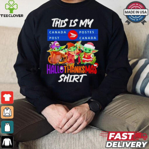 Baby Yoda Canada Post This Is My Hallothanksmas Shirt