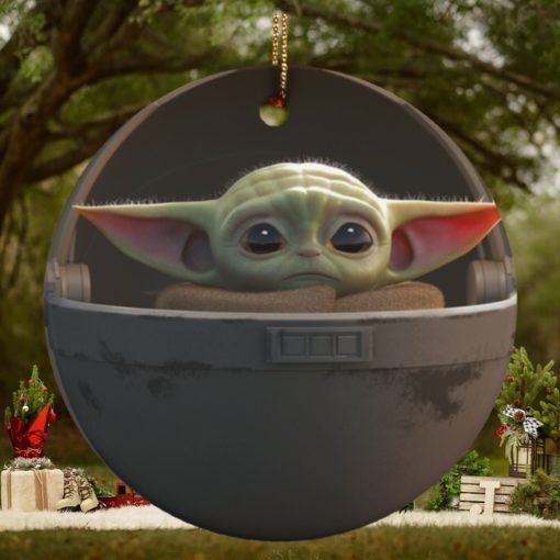 Baby Yoda Ceramic Circle Ornament for Christmas
