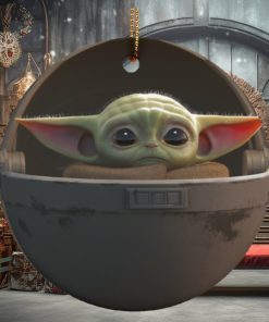 Baby Yoda Ceramic Circle Ornament for Christmas