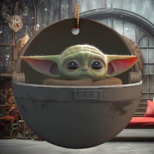 Baby Yoda Ceramic Circle Ornament for Christmas