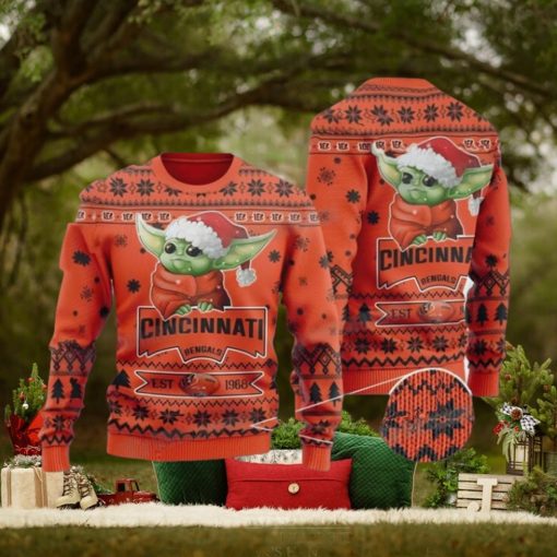 Baby Yoda Cincinnati Football Est 1968 Bengals Gifts Sweater