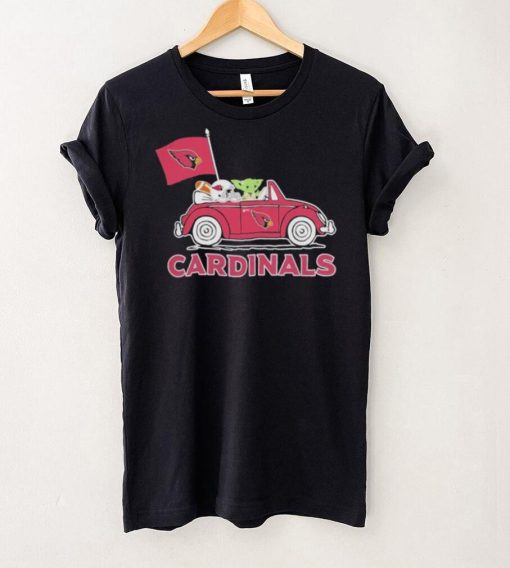 Baby Yoda Drive A Car Arizona Cardinals Football Flag Logo Shirt