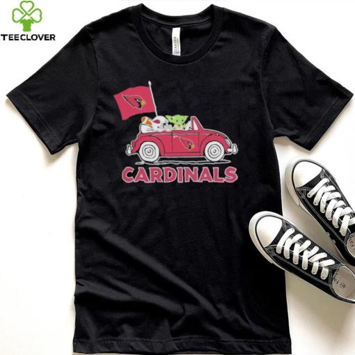 Baby Yoda Drive A Car Arizona Cardinals Football Flag Logo Shirt