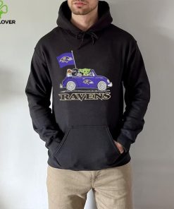 Baby Yoda Drive A Car Baltimore Ravens Football Flag Logo Shirt
