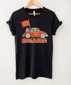 Baby Yoda Drive A Car Chicago Bears Football Flag Logo Shirt