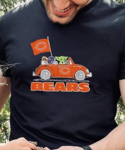 Baby Yoda Drive A Car Chicago Bears Football Flag Logo Shirt