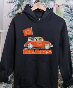 Baby Yoda Drive A Car Chicago Bears Football Flag Logo Shirt