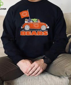 Baby Yoda Drive A Car Chicago Bears Football Flag Logo Shirt