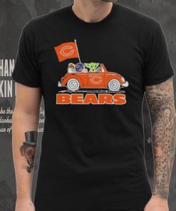 Baby Yoda Drive A Car Chicago Bears Football Flag Logo Shirt