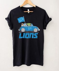 Baby Yoda Drive A Car Detroit Lions Football Flag Logo Shirt