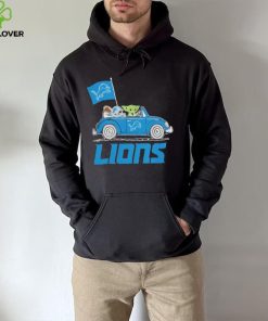 Baby Yoda Drive A Car Detroit Lions Football Flag Logo Shirt