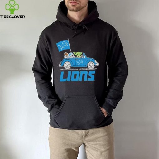 Baby Yoda Drive A Car Detroit Lions Football Flag Logo Shirt