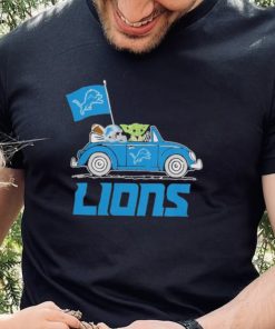 Baby Yoda Drive A Car Detroit Lions Football Flag Logo Shirt