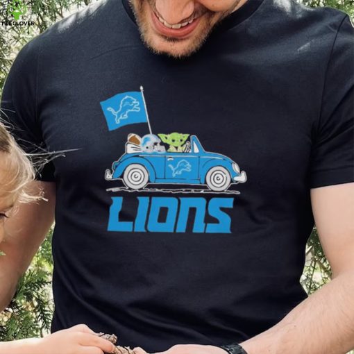 Baby Yoda Drive A Car Detroit Lions Football Flag Logo Shirt