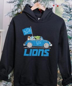 Baby Yoda Drive A Car Detroit Lions Football Flag Logo Shirt